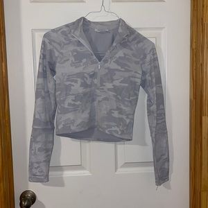 Cropped half zip white camo Lululemon jacket